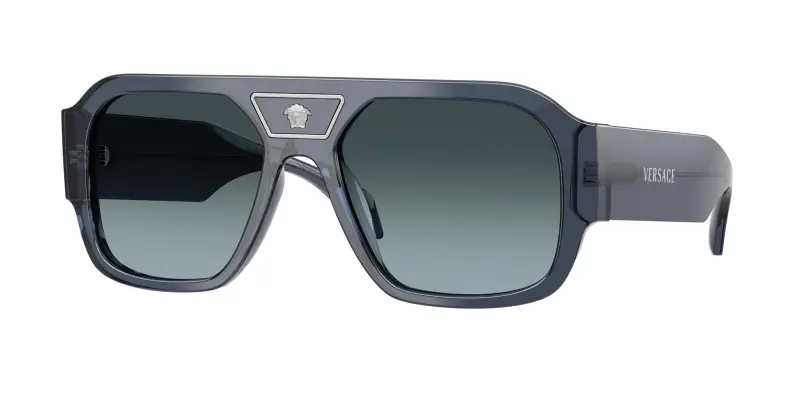 Uomo Versace VE4508U 5538V1 Occhiali da sole Acetato Blu Blu Squadrata Normale Sfumato