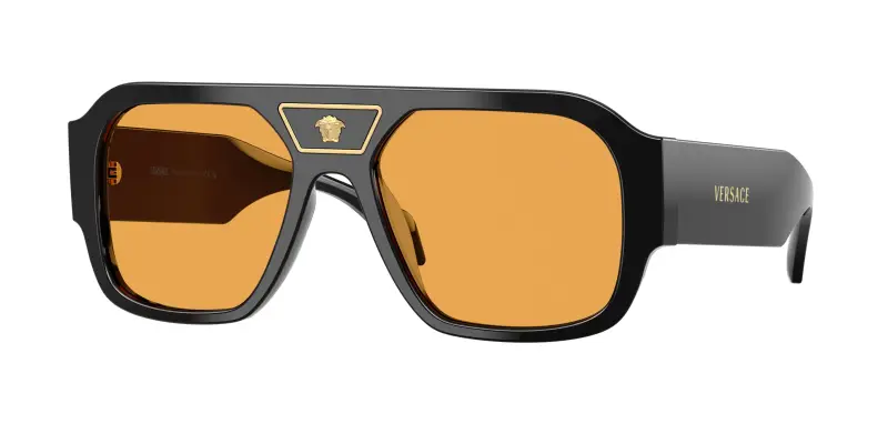 Uomo Versace VE4508U GB1/7 Occhiali da sole Acetato Nero Arancione Squadrata Normale