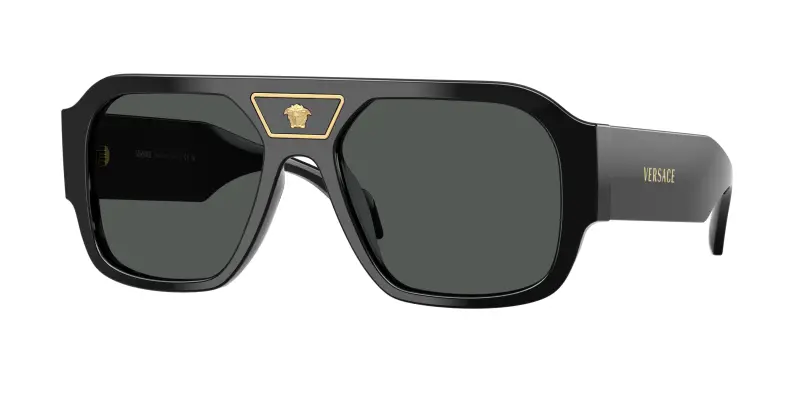 Uomo Versace VE4508U GB1/87 Occhiali da sole Acetato Nero Grigio Squadrata Normale
