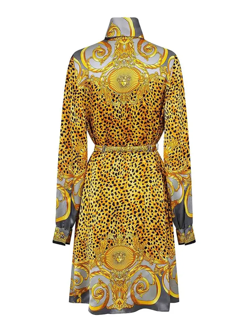 Vestito Chemisier In Seta Grigio