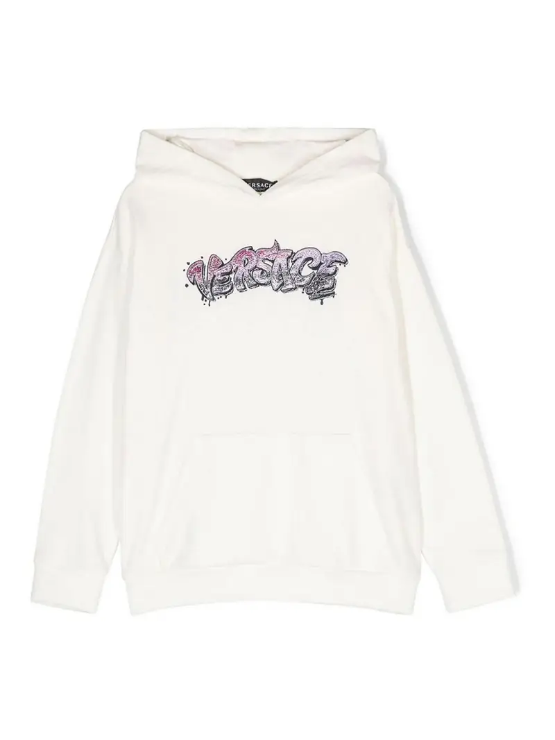 Felpa versace per bambina in cotone bianco