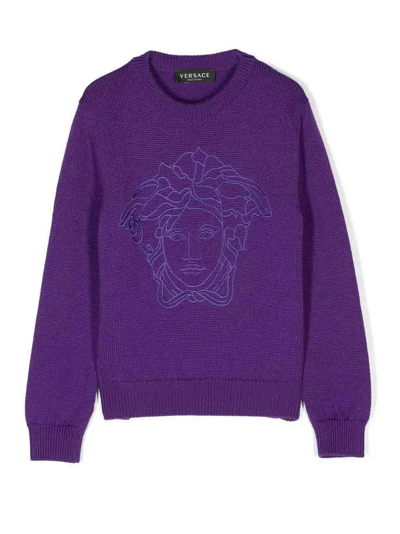 Maglione per in lana vergine viola