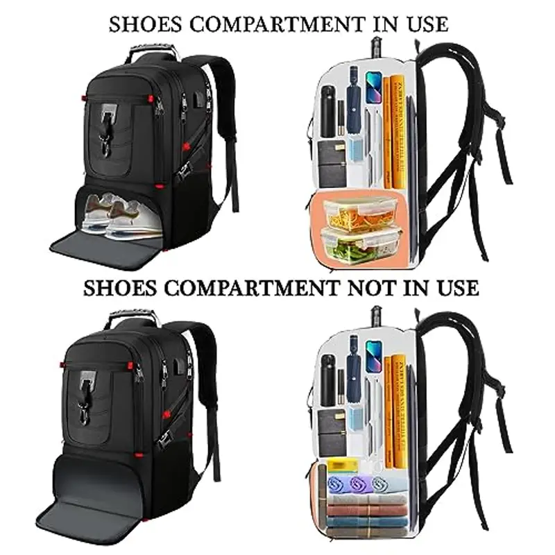 VESERI Zaino Porta PC Portatile da 18, 4 Pollici per Uomo, da Viaggio con Scomparto per Scarpe e Tasca Antifurto, per la Scuola, Impermeabile, per College, Ragazzi Affari Lavoro, Sportivo miniatura 3