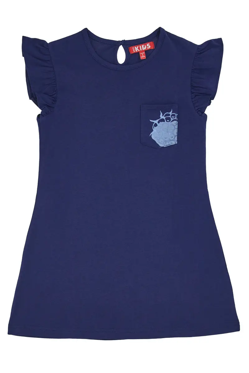 Vestito Blu con Maniche Corte Volant Pitt Kids PT-G-D-05066 miniatura 2