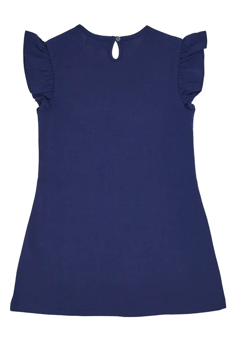 Vestito Blu con Maniche Corte Volant Pitt Kids PT-G-D-05066 miniatura 3