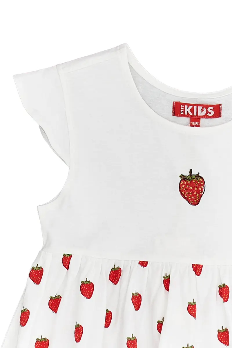 Vestito con Fragole Bianco Pitt Kids 05060 miniatura 3