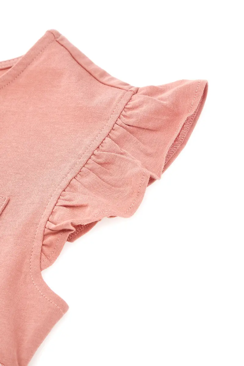 Vestito Rosa con Righe Bianche e Maniche Volant Pitt Kids PT-G-D-05068 miniatura 3