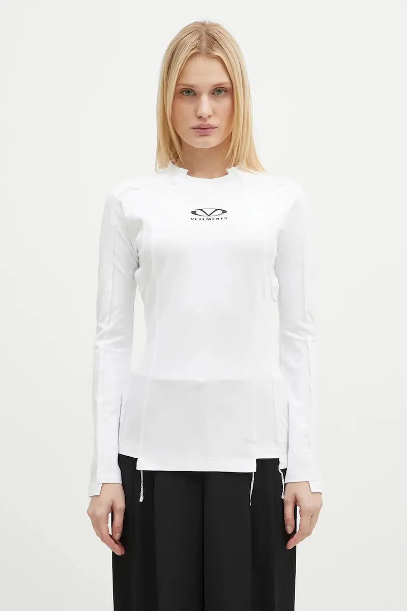 camicia a maniche lunghe Oval Logo Cut-Up donna colore bianco UA66LS600W