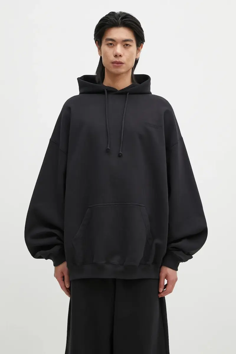 felpa Embroidered Logo Oversized uomo colore nero con cappuccio UA66HD780B