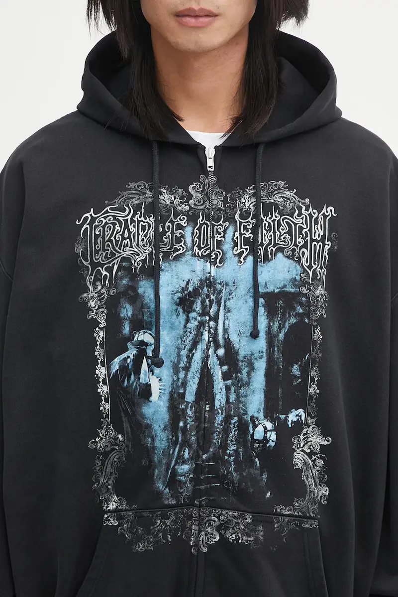 felpa in cotone Cof Butterfly Oversized Zip-Up uomo colore nero con cappuccio UCF76ZU800B miniatura 4