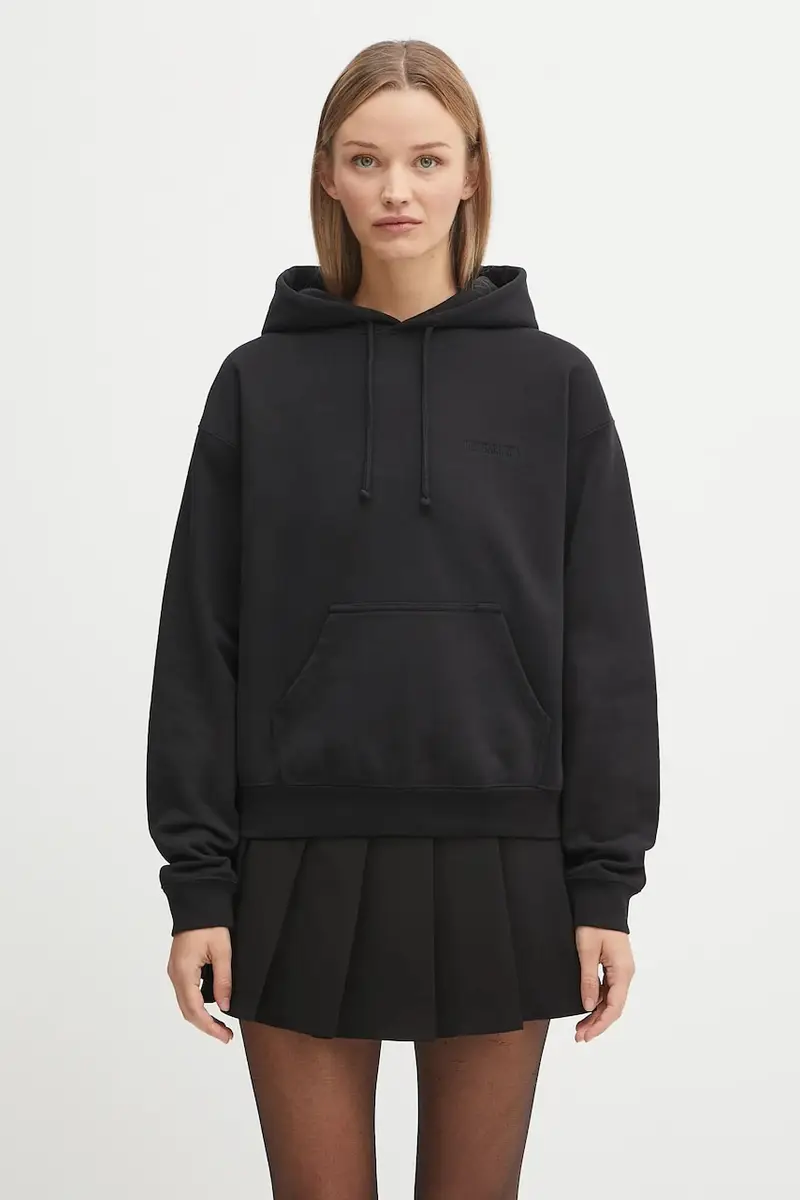 felpa Logo Fitted donna colore nero con cappuccio UH76HD130B