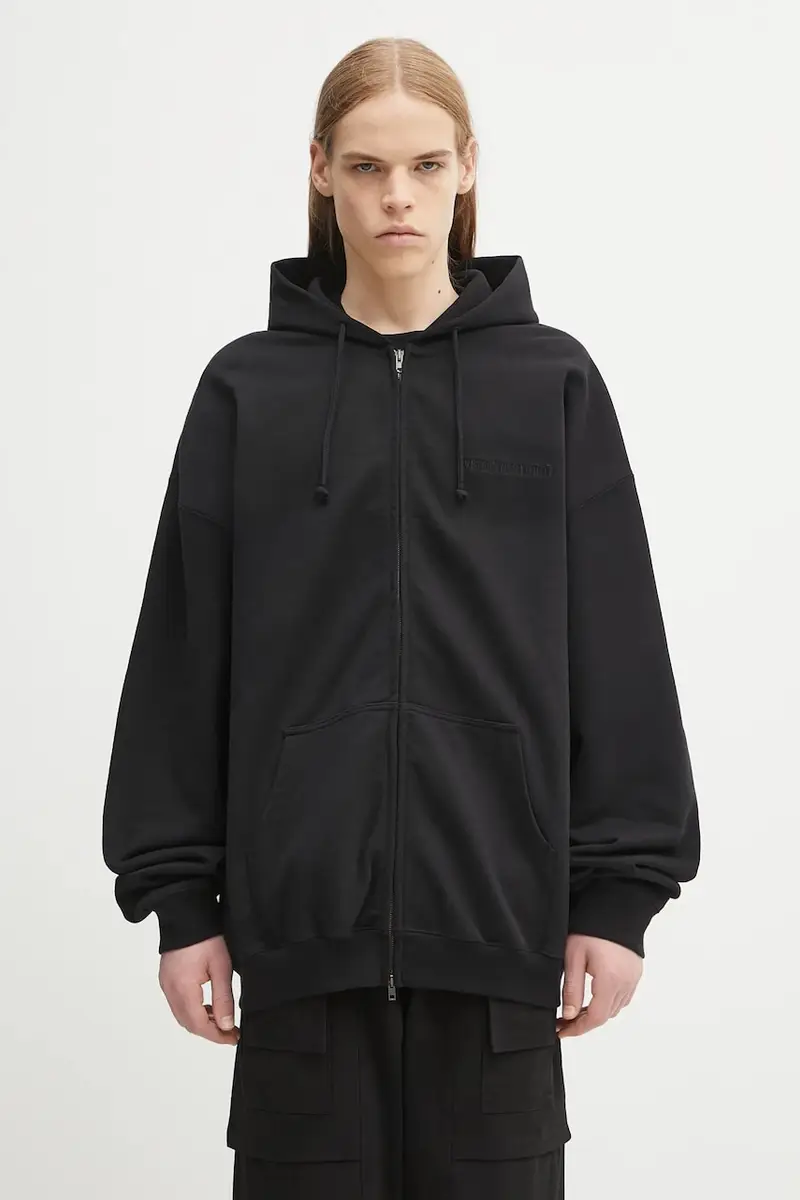 felpa Logo Oversized Zip-Up uomo colore nero con cappuccio UH76ZU100B