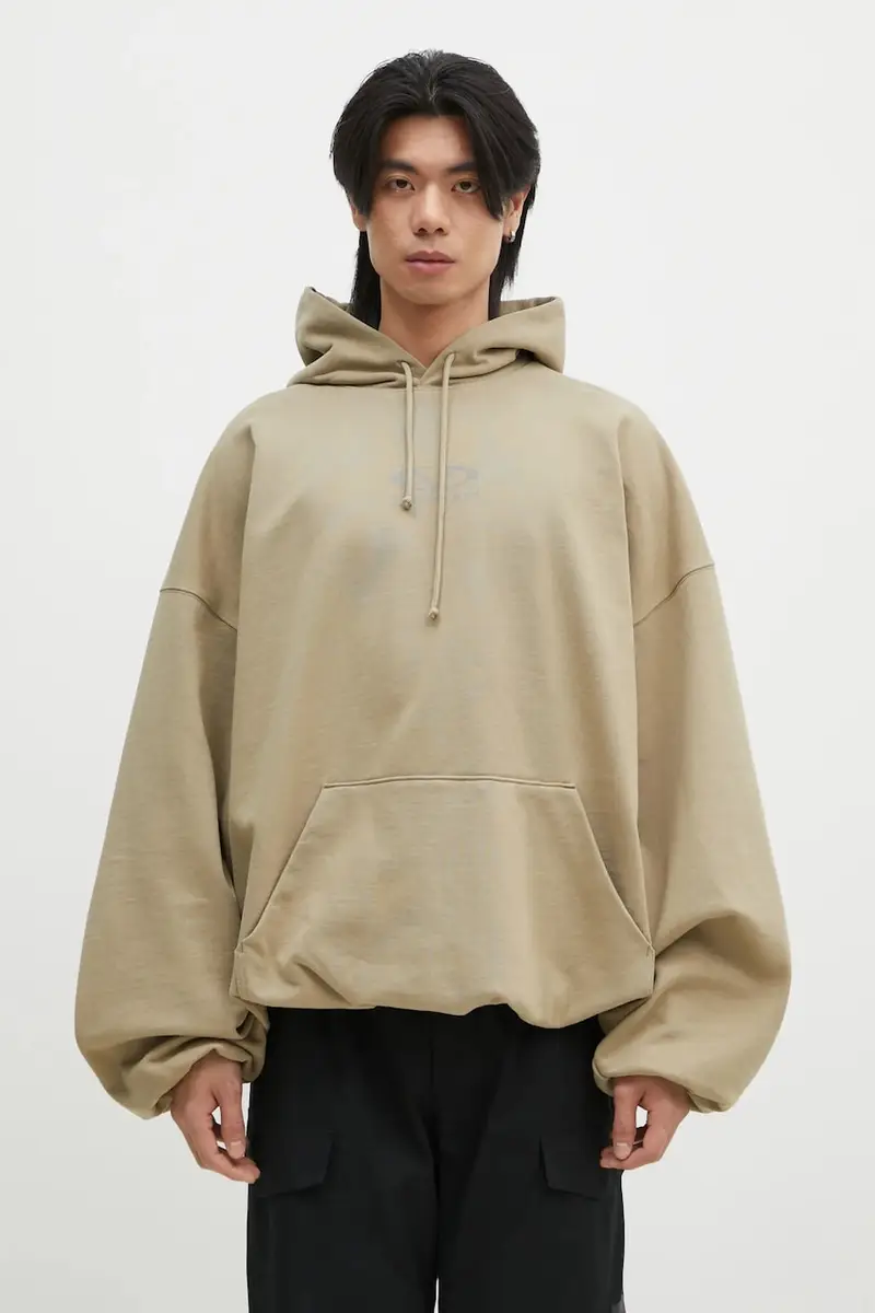 felpa Oval Logo Cropped Boxy colore beige con cappuccio UA66HD600T