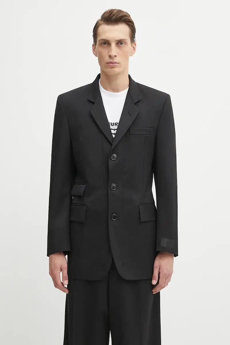 giacca in lana Fitted Zip Tailored uomo colore nero UH76TJ500B