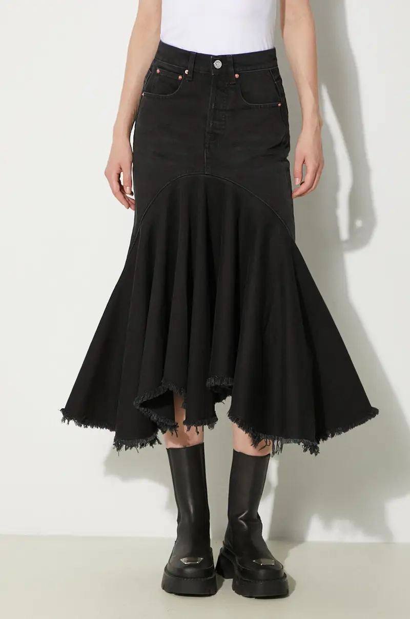 gonna di jeans Denim Midi Skirt colore nero WE64SK700B