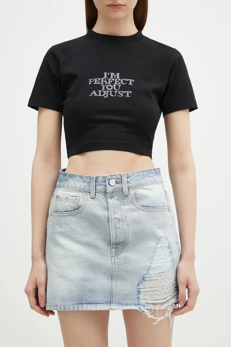 gonna di jeans Destroyed Denim Mini colore blu WA66SK500L