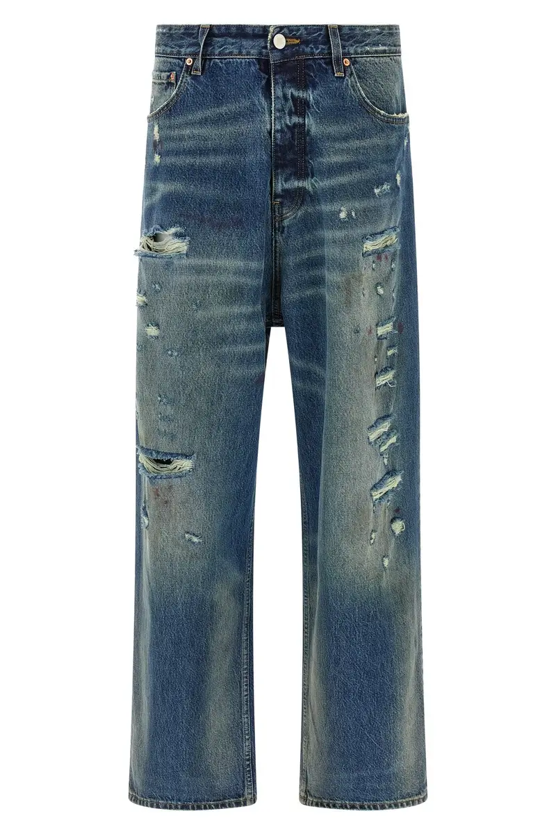 Jeans Blue Distressed Baggy Blu