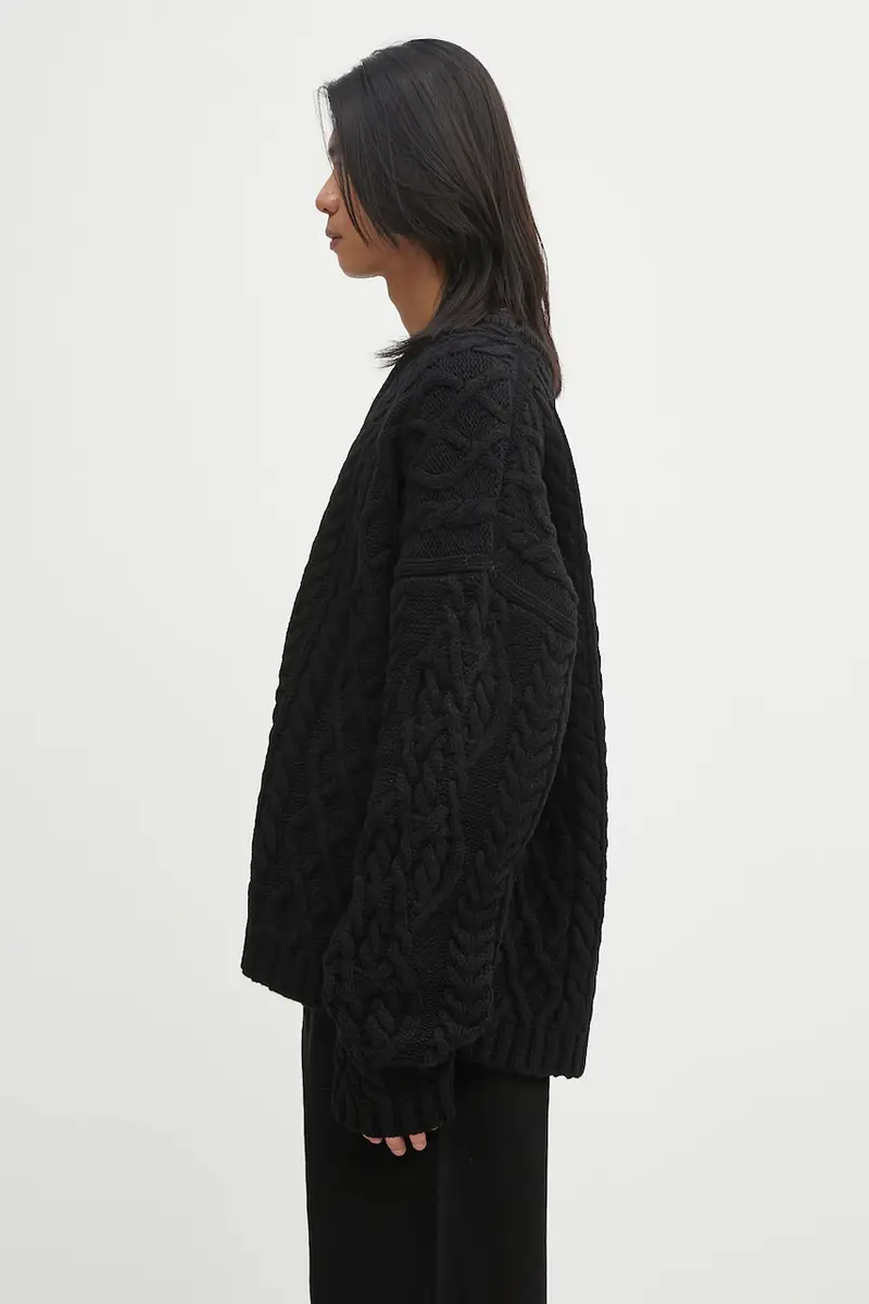 maglione in lana Cable-Knit uomo colore nero UH76KN600B miniatura 2