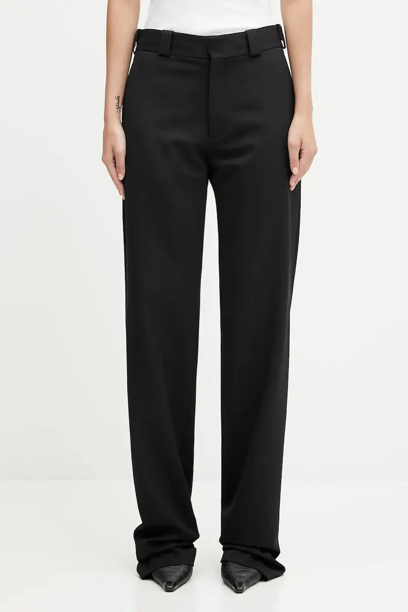 pantaloni in misto lana Fitted Tailored donna colore nero WH76TP300SB