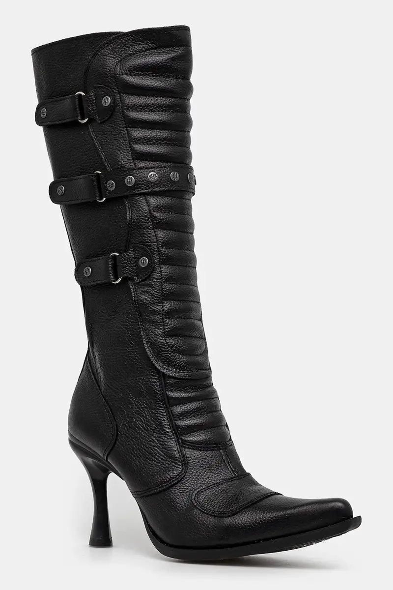 stivali in pelle Biker Boots donna colore nero WA66BO110B
