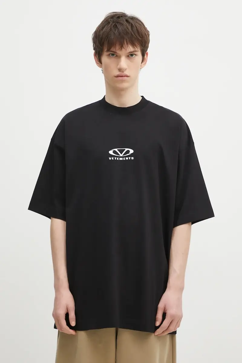 t-shirt in cotone Oval Logo Oversized colore nero UA66TR605BW