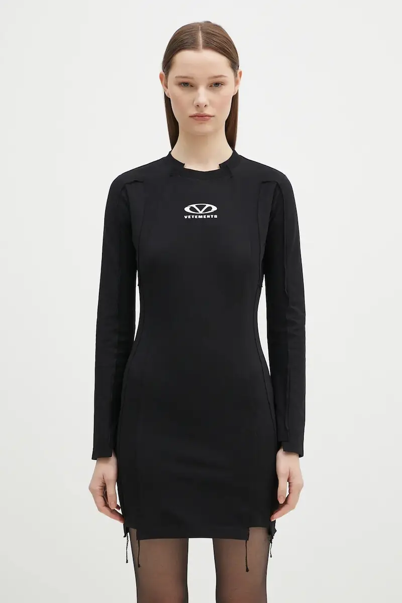 vestito Oval Logo Cut-Up colore nero WA66DR610BW