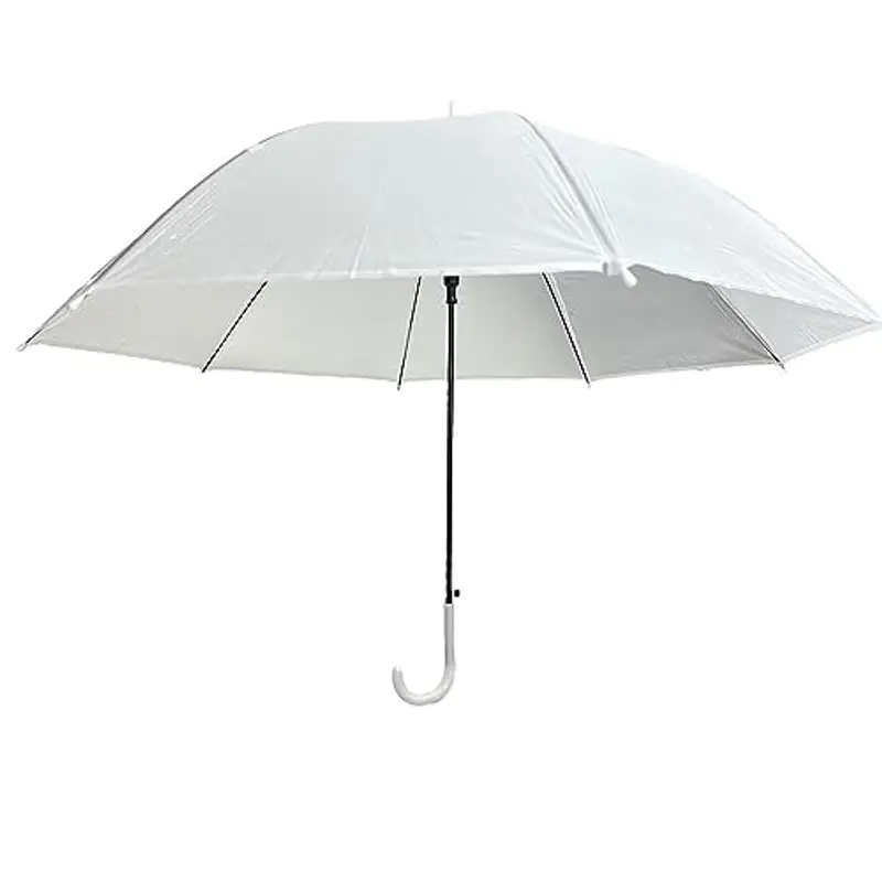 Vetrineinrete® Ombrello 8 stecche bianco latte semitrasparente ombrellino per evento da sposa damigella Wedding richiudibile con apertura automatico a scatto