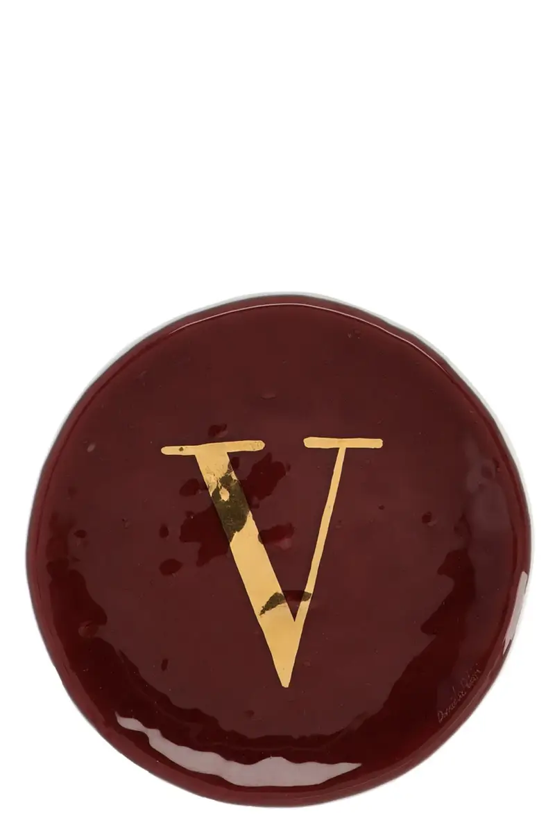 Piattino Lettera 'V' Bordeaux