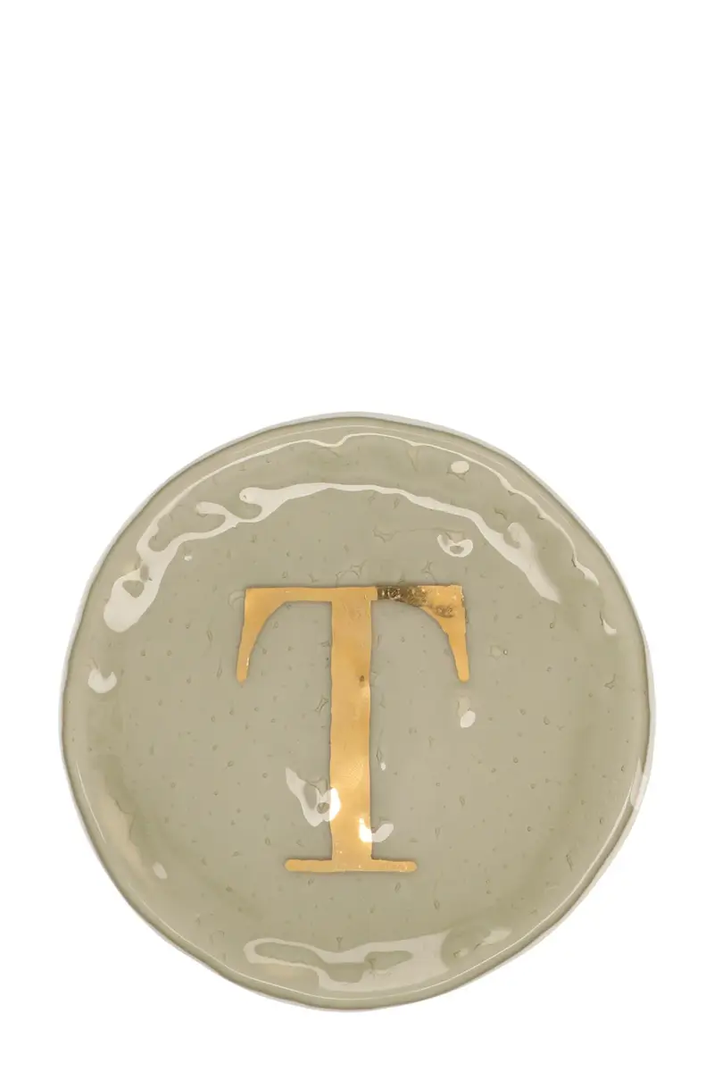 Piatto Lettera 'T' Grigio