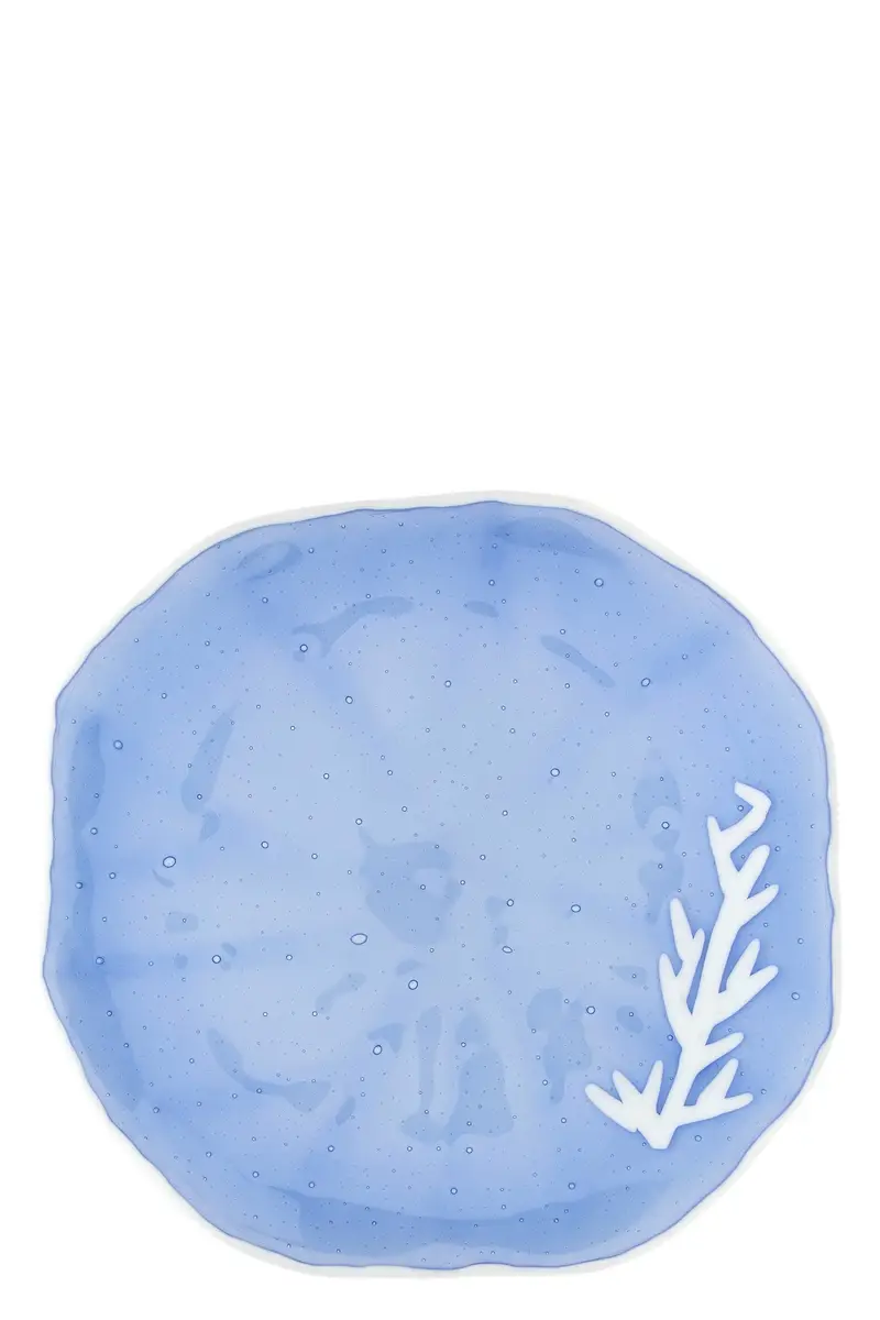 Piatto Piano Vetro Disegno ⌀ 28 Cm Azzurro