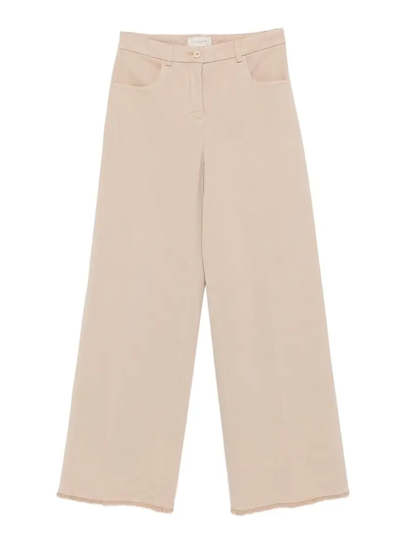 Pantaloni a gamba larga in cotone Beige