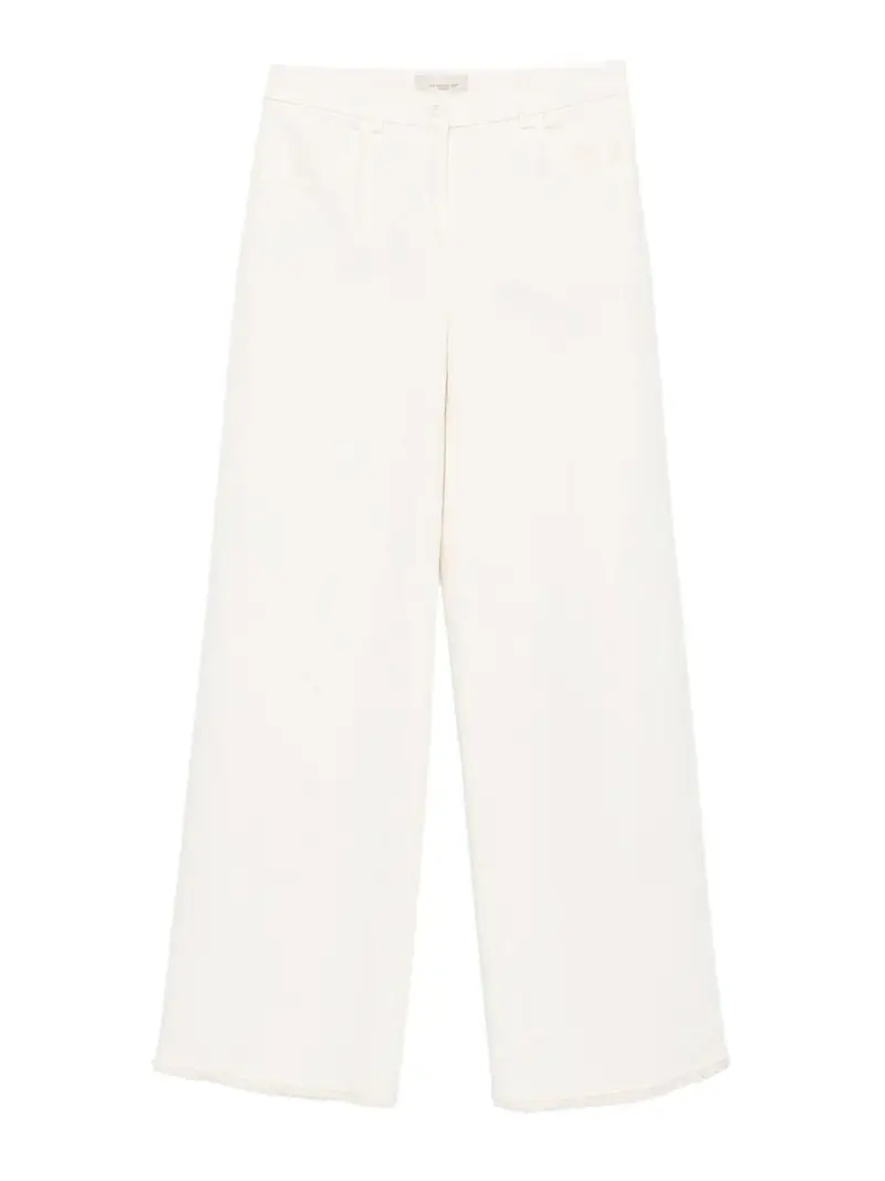 Pantaloni a gamba larga in cotone Crema