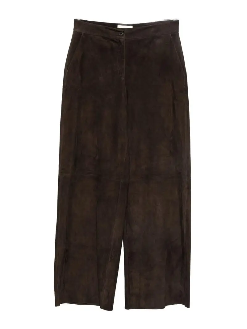 Pantaloni a gamba larga in pelle Marrone
