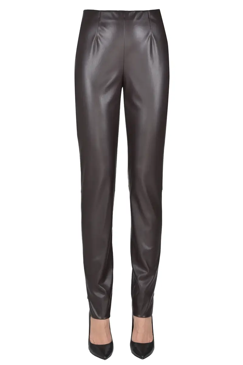 Pantaloni in ecopelle Marrone Scuro