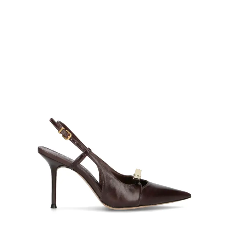 Slingback donna marrone in pelle Vario