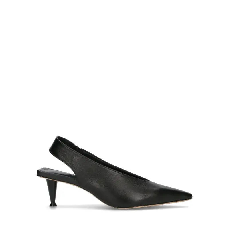 Slingback donna nera in pelle Vario