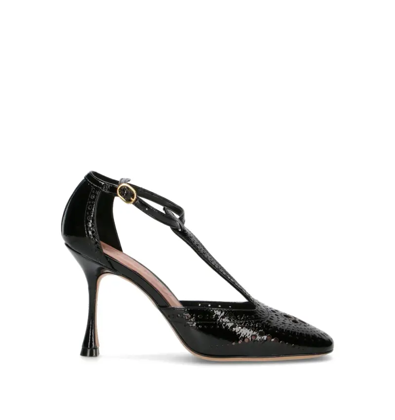 Slingback donna nera in pelle Vario