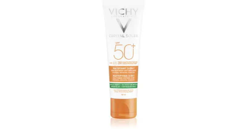 Capital Soleil Crema Solare Viso Opacizzante 3 in 1 Argilla Verde Spf50+ 50ml