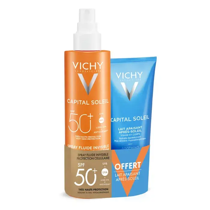 Capital Soleil Spray fluido invisibile protezione cellulare SPF50+ 200ml + latte lenitivo doposole 100ml