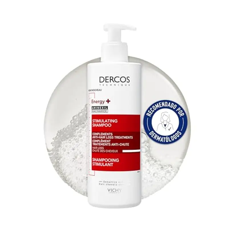 Vichy Dercos, Shampoo Energizzante, Per Tutti i Tipi di Capelli, Azione Anti-Caduta, Capelli Sani e Forti, Arricchito con Aminexil e Niacinamide, 400 ml