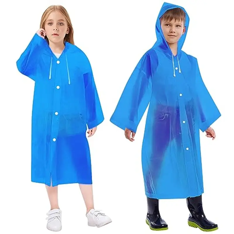 Vicloon 2Pcs Impermeabile per Bambini, Poncho Impermeabile da Pioggia per Bambini, Giacca da Pioggia con Cappuccio,