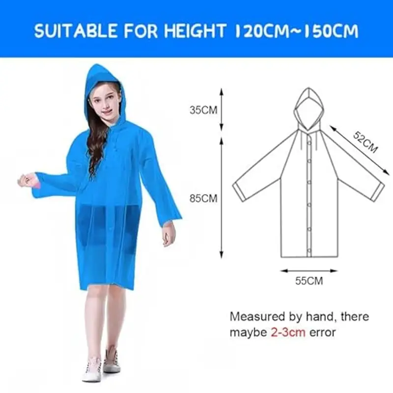 Vicloon 2Pcs Impermeabile per Bambini, Poncho Impermeabile da Pioggia per Bambini, Giacca da Pioggia con Cappuccio miniatura 2