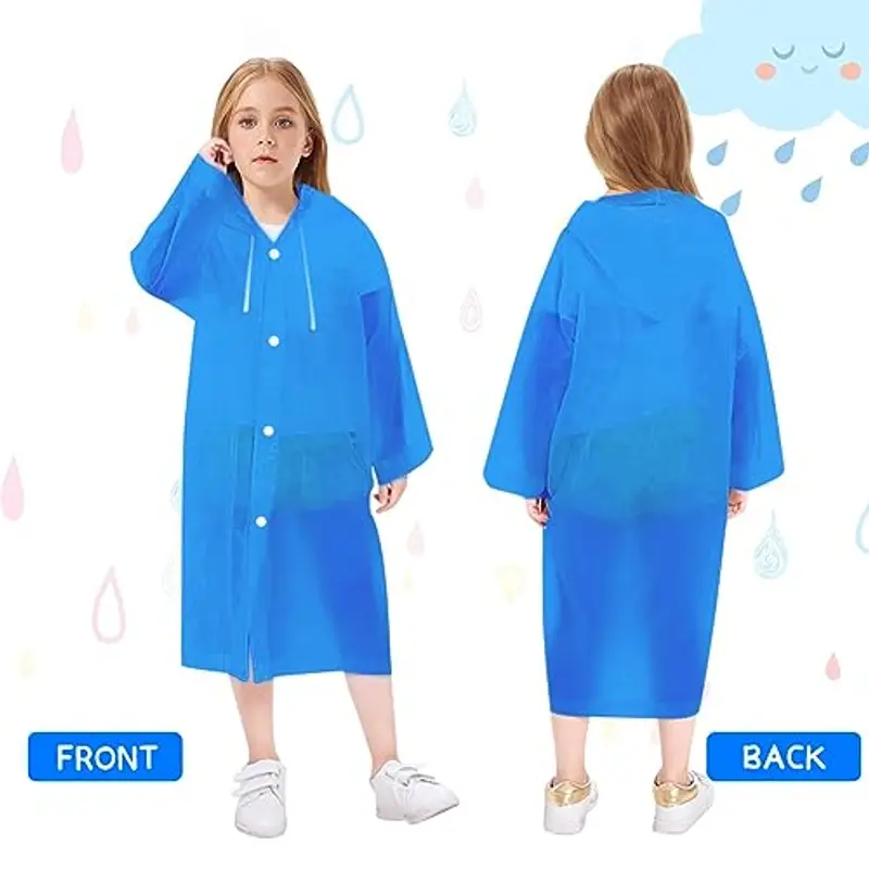 Vicloon 2Pcs Impermeabile per Bambini, Poncho Impermeabile da Pioggia per Bambini, Giacca da Pioggia con Cappuccio miniatura 3