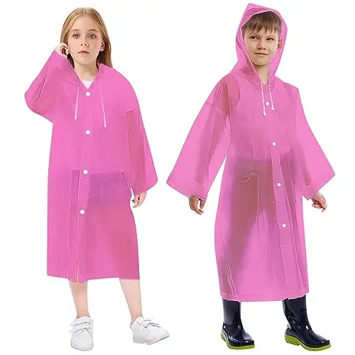 Vicloon 2Pcs Impermeabile per Bambini, Poncho Impermeabile da Pioggia per Bambini, Giacca da Pioggia con Cappuccio,