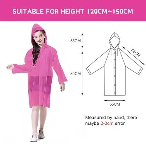 Vicloon 2Pcs Impermeabile per Bambini, Poncho Impermeabile da Pioggia per Bambini, Giacca da Pioggia con Cappuccio miniatura 2