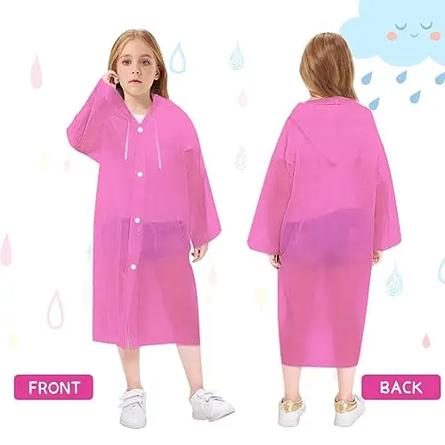 Vicloon 2Pcs Impermeabile per Bambini, Poncho Impermeabile da Pioggia per Bambini, Giacca da Pioggia con Cappuccio miniatura 3