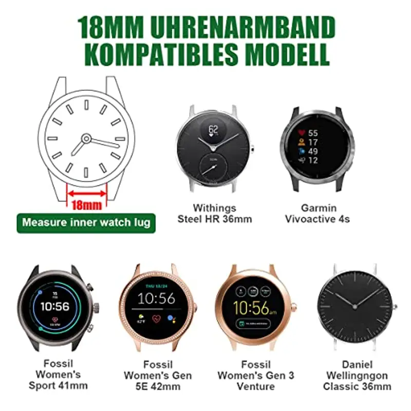 Vicloon Cinturino in Nylon, 2Pcs Cinturino per Orologio, Ricambio Sgancio Sport, Orologio in Maglia Bracciale Fibbia per Uomo e Donna, 16mm, 18mm, 20mm miniatura 2