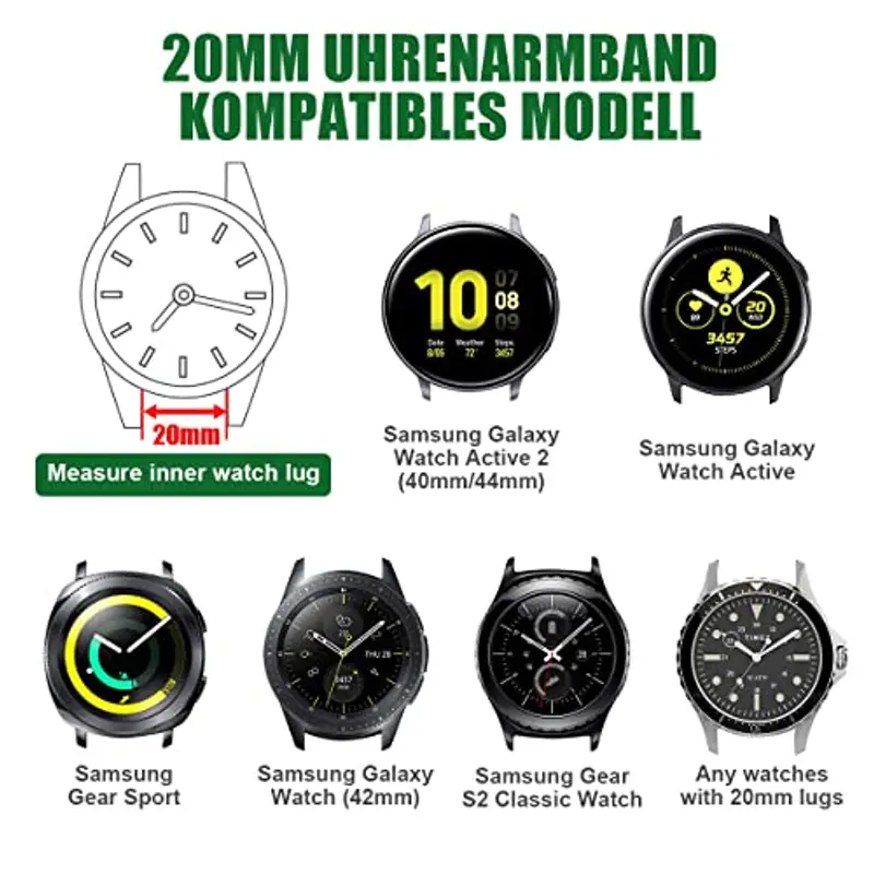 Vicloon Cinturino in Nylon, 2Pcs Ricambio Sgancio Rapido per Orologio Sport, Maglia Bracciale Con Fibbia per Uomo e Donna, 16mm, 18mm, 20mm miniatura 2