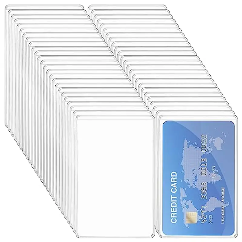 Vicloon Custodie Protettive per Tessere Trasparenti, 50pcs Carta di Credito Biglietto da Visita, Plastica Protezione