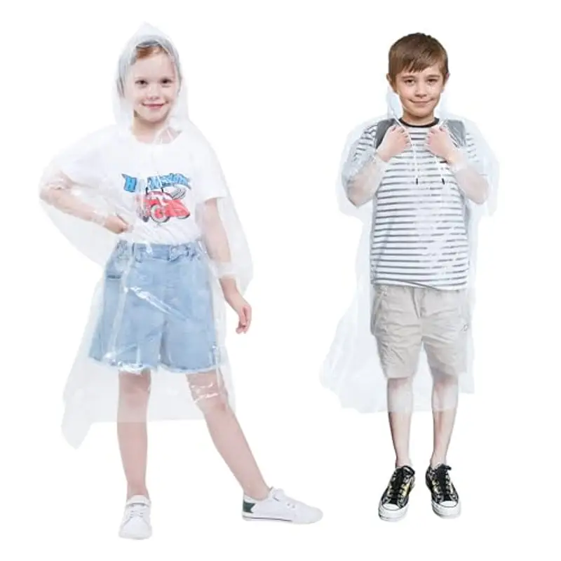 Vicloon Impermeabile per Bambini, 5 Pezzi Poncho Impermeabile da Pioggia per Ragazzi, Raincoat per Bambini Usa e Getta,